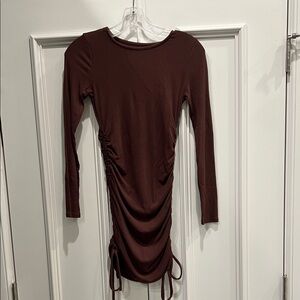 Chic Long Sleeve Brown Dress